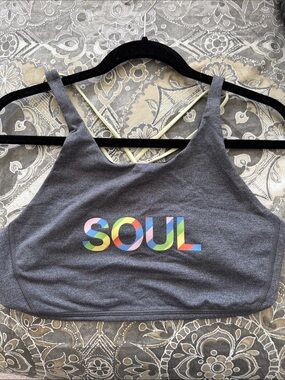 lululemon athletica Gray Sports Bra with Multicolor "SOUL" Logo